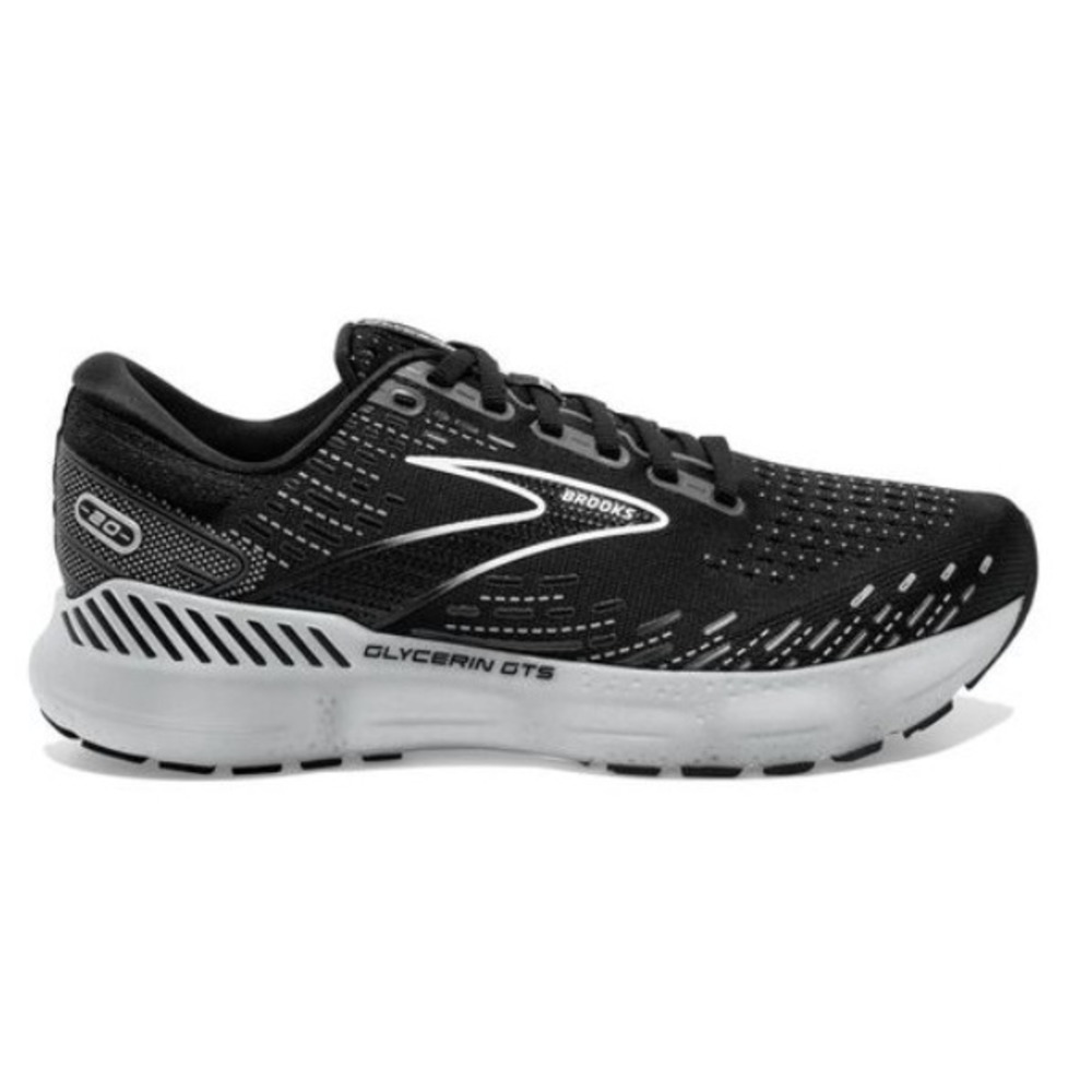 Brooks Womens Black White Glycerin GTS 20 Stability Running Shoes 7